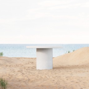 Azzurro Living Big Sur 48" Round Dining Table With White Rock Concrete Frame - Lifestyle