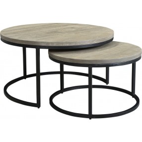 Moe's Home Collection Drey Round Nesting Coffee Table - Set of Two - Set in Nested View
