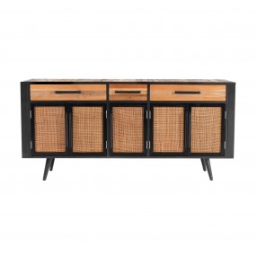 Nova Solo Nordic Rattan Boat Wood & Iron Buffet - 5 Doors, 3 Drawers - Front Angle