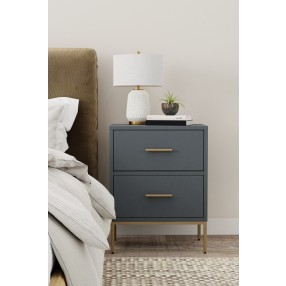 Alpine Furniture Madelyn Two Drawer Nightstand, Slate Gray - Lifestyle