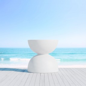Azzurro Living Cabo Side Table With White Rock Concrete Frame And White Rock Concrete - Lifestyle