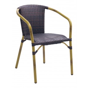 Aluminum Arm Chair W/ PVC Strap Back - CAPTIVA ARMCHAIR - Anthracite Black
