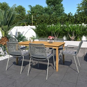 International Home Miami Amazonia 7-Piece Rectangular Patio Dining Set - Lifestyle