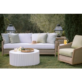 Sunset West Cambria Swivel Club Chair in Canvas Canvas w/ Self Welt