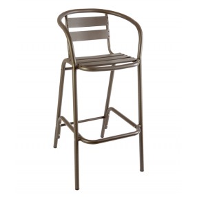 Capri Arm Barstool - Powder Coated Aluminum - Bronze/Soft Gray