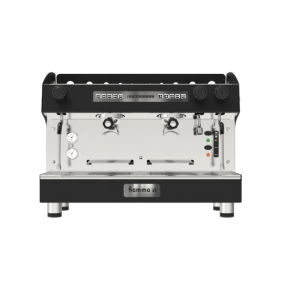 La Pavoni Fiamma "Caravel" 2 Group Direct Water Line Espresso Machine In Black  - Front