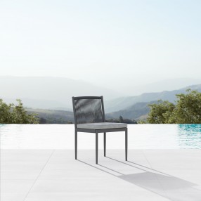 Azzurro Catalina Armless Dining Chair With Matte Charcoal Aluminum Frame And Ash All-Weather Rope - Lifestyle
