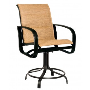 Woodard Cayman Isle Padded Sling Swivel Counter Stool
