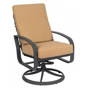 Woodard Cayman Isle Cushion Swivel Rocking Dining Armchair - Angled