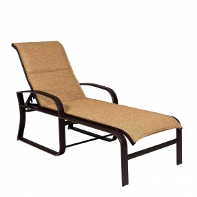 Woodard Cayman Isle Padded Sling Adjustable Chaise Lounge - Angled