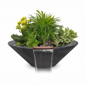 The Outdoor Plus Cazo Wood Grain Planter & Water Bowl Ebony
