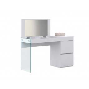 Casabianca IL VETRO Vanity In High Gloss White Lacquer And Mirror With Clear Glass