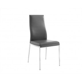 Casabianca FIRENZE Dining Chair In Dark Gray Pu-leather With Stainless Steel Base - 
