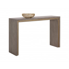 Sunpan Hilbert Console Table - Front Side Angle with Decor