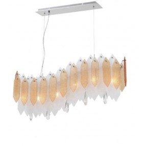 ZEEV Lighting Stratus Chandelier - Chrome With Amber & Frosted Glass