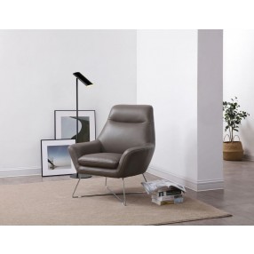 Daiana Chair Dark Gray Top Grain Italian Leather And Stainless Steel Legs - Lifestyle