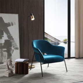 Whiteline Modern Living Karla Leisure Armchair In Blue Velvet Fabric - Lifestyle