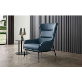 Whiteline Modern Living Wyatt Leisure Chair in Blue Faux Leather - Lifestyle