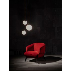  Whiteline Modern Living Mersin Accent Chair In Red Velvet Fabric - Lifestyle 3