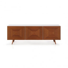 City Sideboard In White HG - Walnut Doors