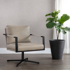 Sunpan Randy Swivel Lounge Chair Alpine Beige Leather - Lifestyle