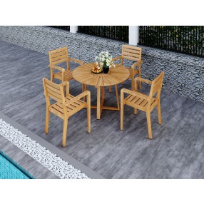 Hi Teak Furniture Louvel Teak Outdoor Stacking Armchair - Lifestyle