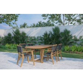 Hi Teak Furniture Damien Teak Outdoor Stacking Armchair - Lifestyle