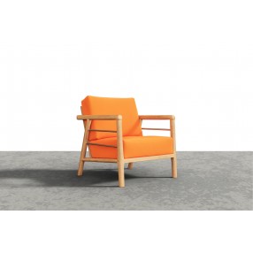 Hi Teak Furniture Daniele Sofa with Sunbrella Melon Cushion - Angled