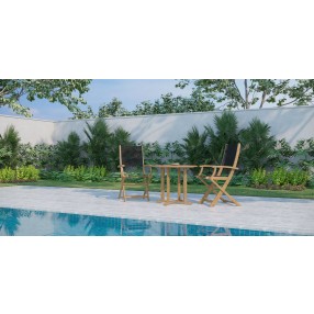 Hi Teak Furniture Lucas Teak Outdoor Folding Armchair in Black Textilene Fabric - Lifestyle