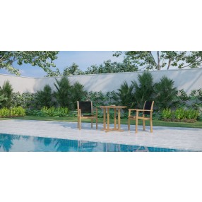 Hi Teak Furniture Perrin Stacking Teak Outdoor Dining Armchair in Black - Lifestyle