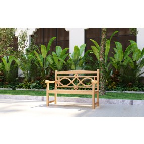 Hi Teak Furniture Abel 47 inch Dia Round Teak Outdoor Folding Dining Table - Lifestyle
