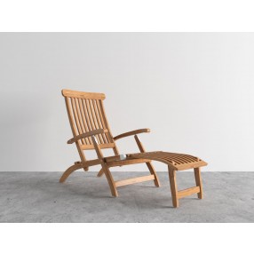 Hi Teak Furniture Adelle Teak Folding Outdoor Deck Chair Lounge - Angled