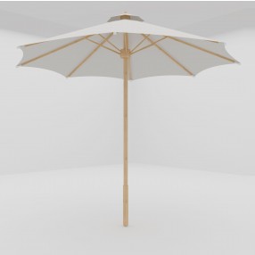 Hi Teak Furniture Marche 118" Diameter Teak Outdoor Umbrella in White - Angled