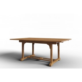 Hi Teak Furniture Belmont Rectangular Teak Outdoor Dining Table with Built-In Extension - Angled 