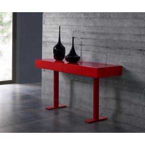 Whiteline Modern Living Liam Console In High Gloss Red With 2 Drawers - Lifestyle