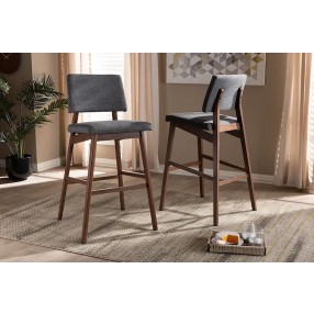 Baxton Studio Colton Bar Stool - Set of 2 - Dark Grey