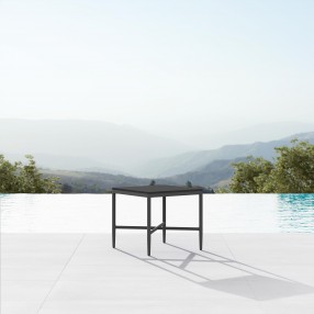 Azzurro Living Corsica Side Table With Matte White Aluminum Frame And Honed Absolute Black Marble - Lifestyle