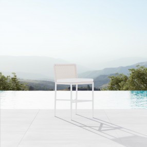 Azzurro Corsica Counter Stool With Matte White Aluminum Frame And Sand All-Weather Rope - Lifestyle