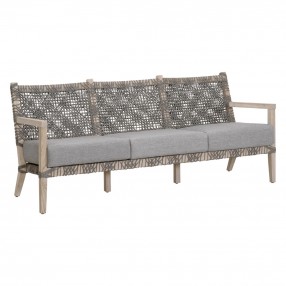 Essentials For Living Costa Outdoor 77" Sofa - Dove Flat Rope Performance Dove, Gray Teak - Front Side Angle