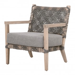 Essentials For Living Costa Outdoor Club Chair - Dove Flat Rope, Performance Dove, Gray Teak - Front Side Angle