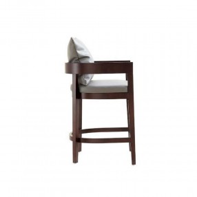 Manhattan Comfort Ritz 34 in. Grey and Dark Walnut Beech Wood Counter Height Bar Stool Side