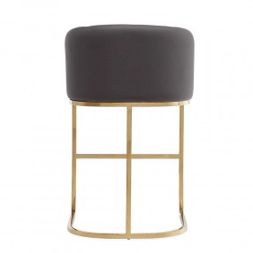 Manhattan Comfort Louvre 36 in. Grey and Titanium Gold Stainless Steel Counter Height Bar Stool Back
