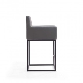 Manhattan Comfort Ambassador 38 in. Grey and Black Metal Counter Height Bar Stool Side