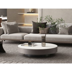 Whiteline Modern Living Cory Coffee Table With White Ceramic Top And Frame - Lifestyle