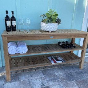 Royal Teak Console Table With Two Shelves