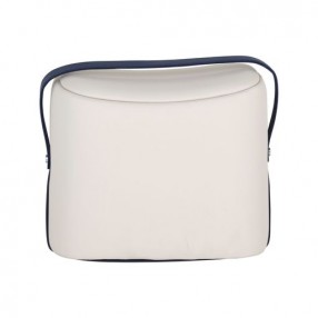 Sunpan Esma Ottoman in Beige - Navy - Front Angle