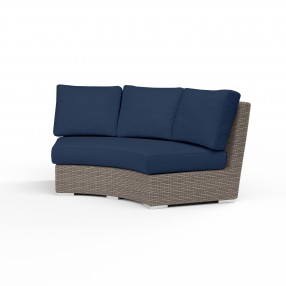 Coronado Curved Loveseat in Spectrum Indigo w/ Self Welt - Front Side Angle