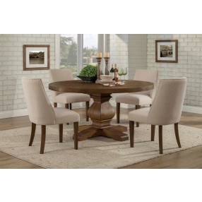 Alpine Furniture Kensington Round Solid Pine Dining Table in Walnut  - Lifestyle