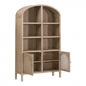 Essentials for Living Cane Storage Bookcase - Front Side Angle (Cabinet Opened)