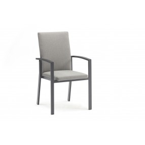 Whiteline Modern Living Doris Outdoor Dining Armchair In Aluminum Frame And Powdercoating Finish In Matte Dark Grey